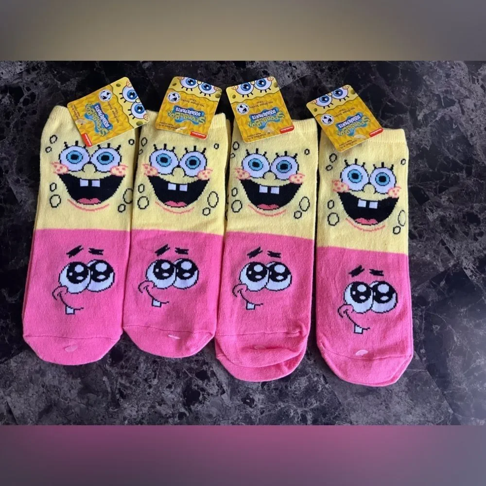 Bundle‎ Nickelodeon SpongeBob SquarePants Kids No Show Socks Shoes -4 pairs